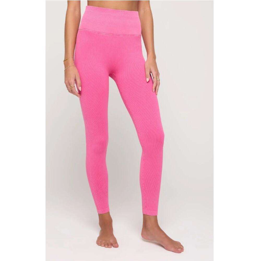 New SPIRITUAL GANGSTER Women's Neon Pink Love Sculpt 7/8 Leggings Size XS-S